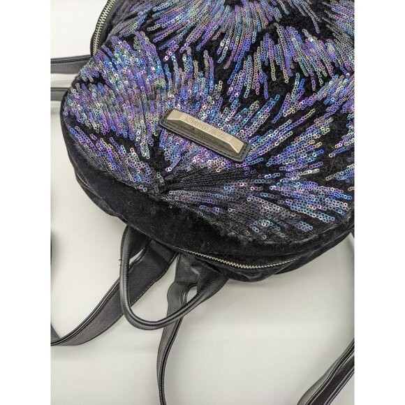 STEVE MADDEN Bfallon sequin velvet and faux-leather medium backpack - BLACK - Picture 6 of 11
